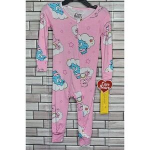 Care Bears 2T One Piece Full Zipper Pajama Pink NWT